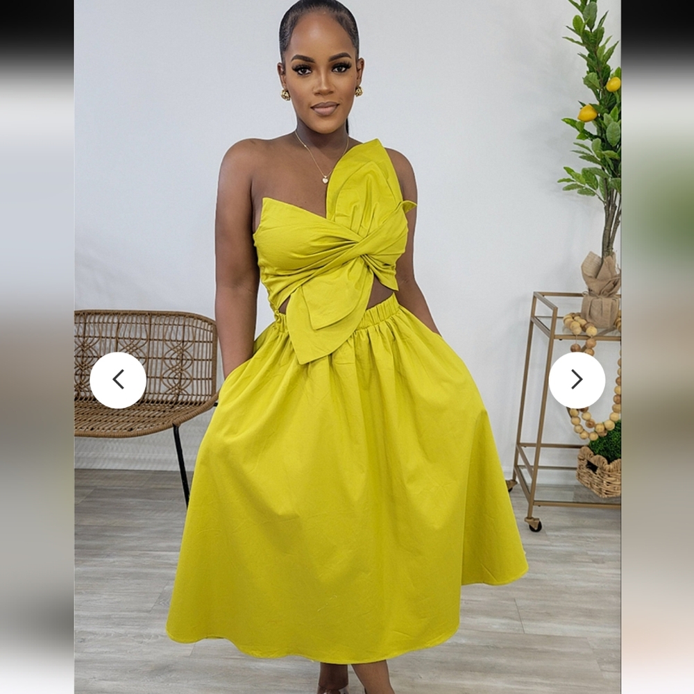 Loragal Irregular Design Ruched Cutout Sleeveless Midi Dresses-Green